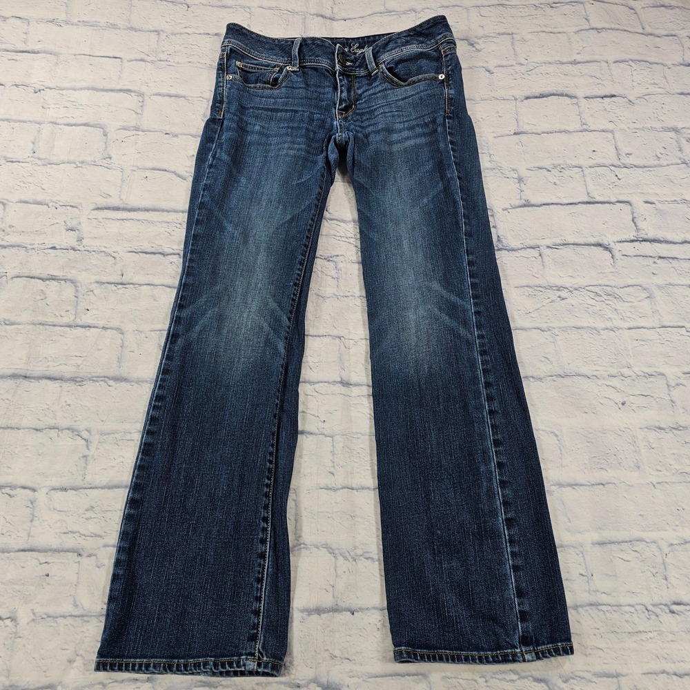 American Eagle Slim Boot Jeans Womens 6 Dark Wash Stretch Low Rise Denim Classic